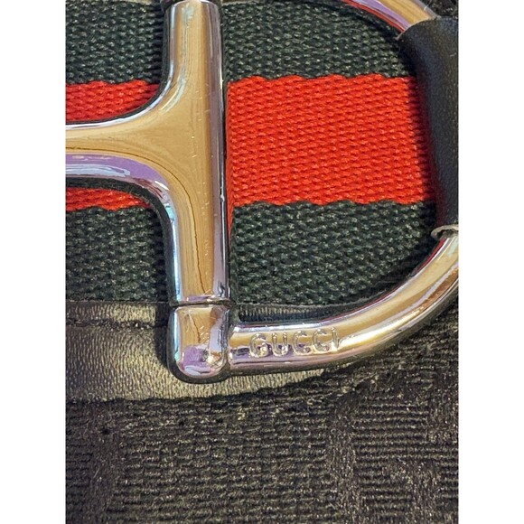 Gucci GG Canvas Horsebit Continental Wallet Black W/ Web Stripe Silver Hardware - Picture 3 of 14